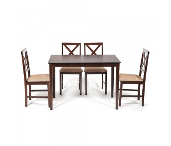 Обеденный комплект эконом Хадсон (стол + 4 стула)/ Hudson Dining Set дерево гевея/мдф (Капучино) (Tet Chair)